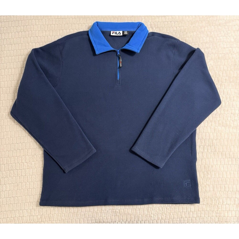 FILA Polartec Navy Blue Fleece 1/4 Zip Pullover Sweater Men’s XL Collared Warm